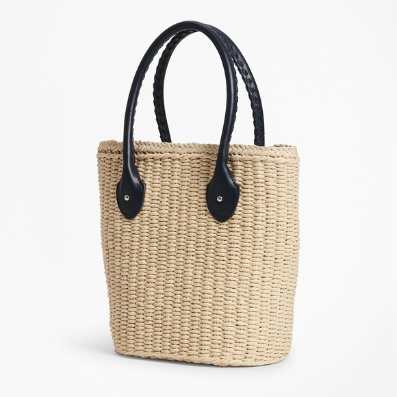 Brooks Brothers Straw Tote Bucket Bag - Picture 1 of 9